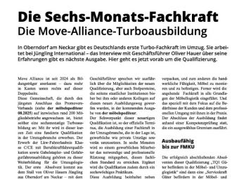 Turbo-Ausbildung der Move Alliance im Fachmagazin vorgestellt